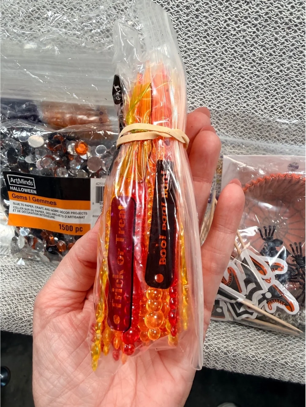 Halloween Craft Decoration Kit with Gems, Cupcake Liners, and Picks